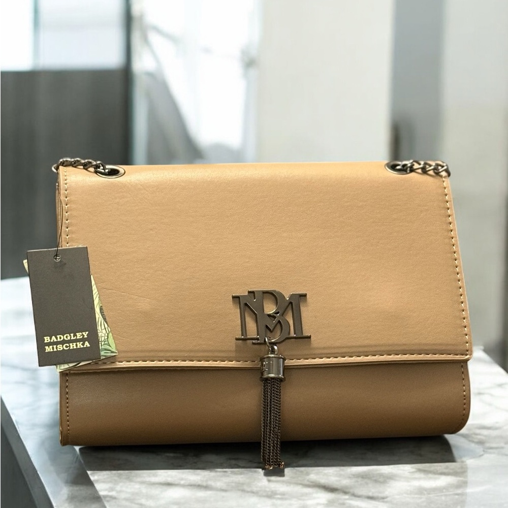 Badgley Mischka Gold Leather Clutch